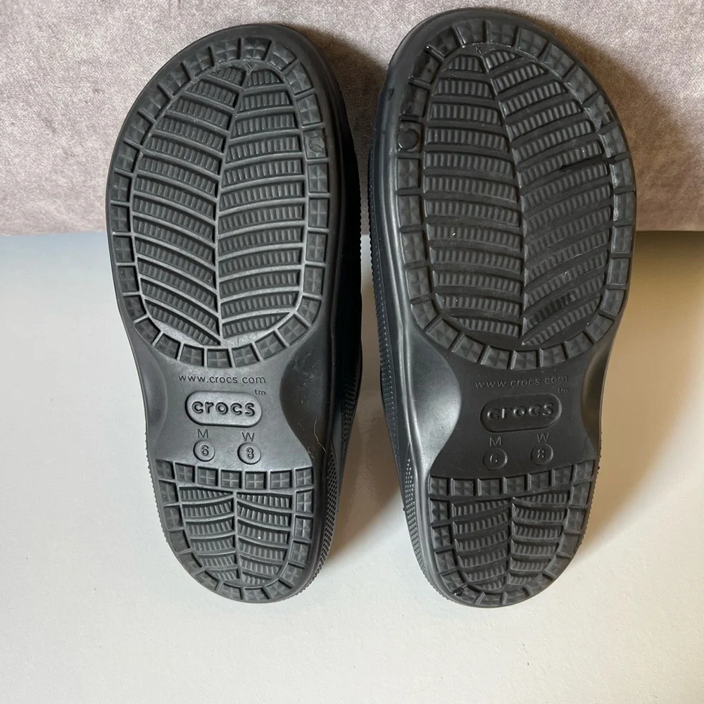 CROCS Black Textured Slide Sandals